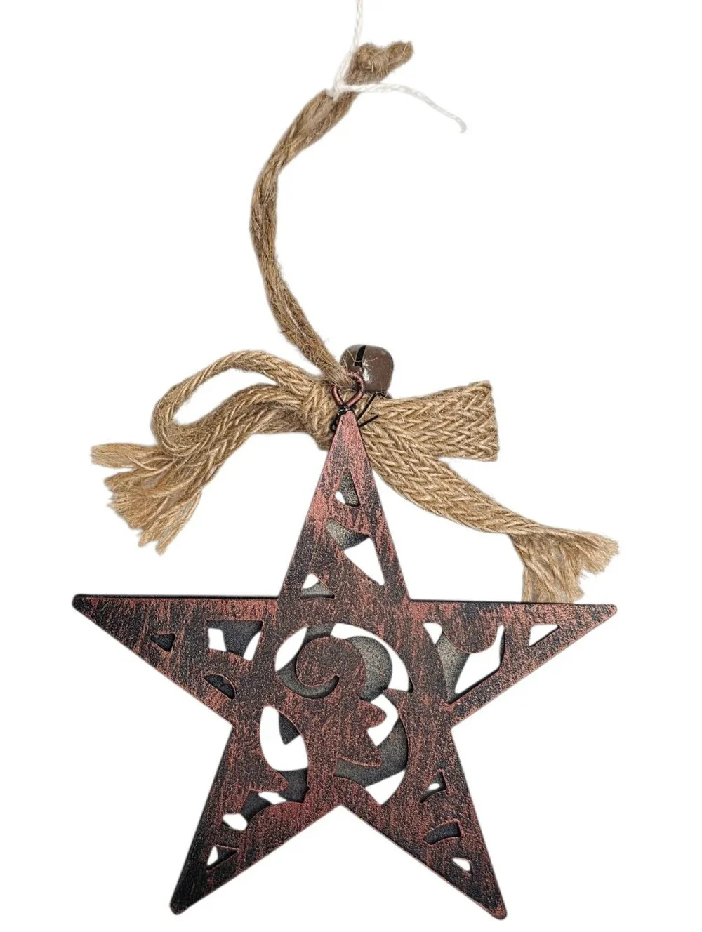 Christmas Ornament Rustic Brushed Bronze Metal Star Farmhouse Holiday Decor